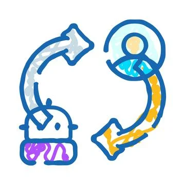 Human robot interaction loop artificial intelligence concept Stock Illustration