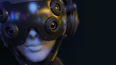 The human robot looks away in close-up Stock Footage 291921779