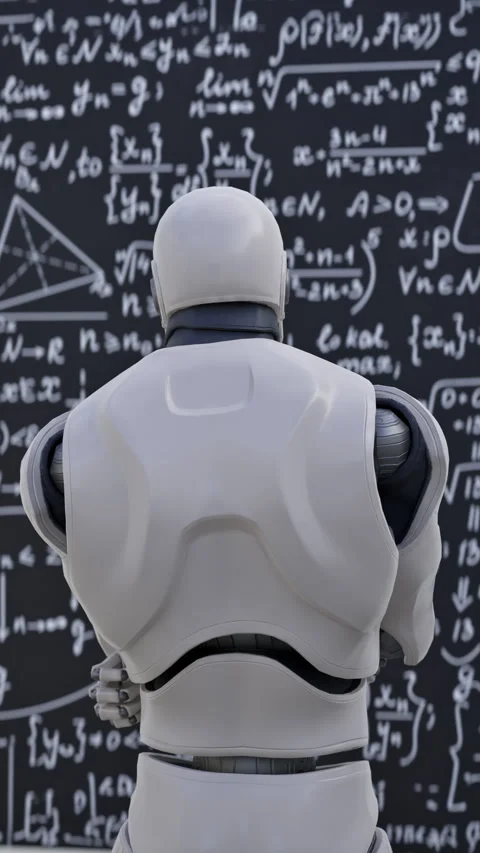 Human-like robot thinking out loud. Concept. 3D animation Stock Footage 267990408