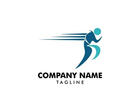 Human running vector logo character Stock Illustration