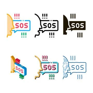 Human screaming sos styleset icon vector outline Stock Illustration