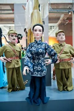 Human sculptures in the puppet theater, made in china Stock Photos
