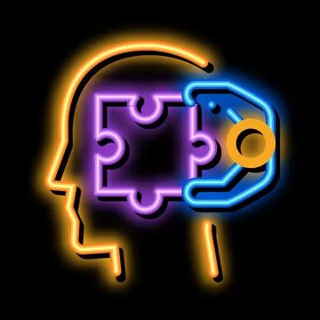 Human search engine optimization neon glow icon illustration Illustrazione stock