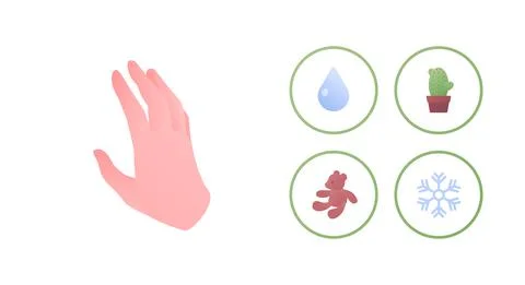 Human sense and perception concept. Vector flat icon illustration. Palm, soft Illustrazione stock