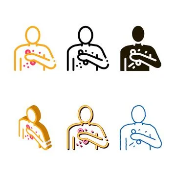 Human set rash problem icon vector outline Stock Illustration