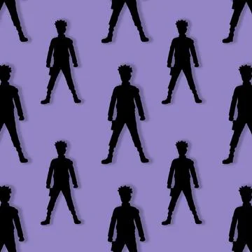 Human shadow seamless pattern on purple background. Stock Illustration