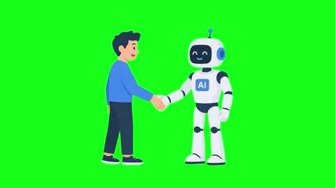 Human shaking hands with AI robot, human and AI collaboration Stock Footage 339596415
