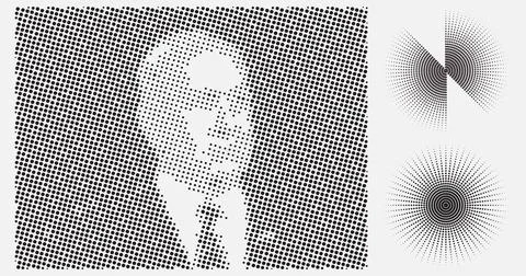 Human shape halftone geometric background with dotted patterns, gradient te.. Stock Illustration