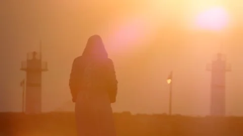 Human Shape near the Pier Stock Footage 123770027