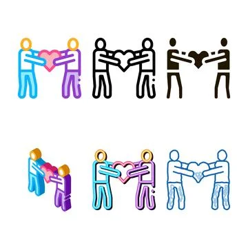 Human share heart icon vector outline set Stock Illustration