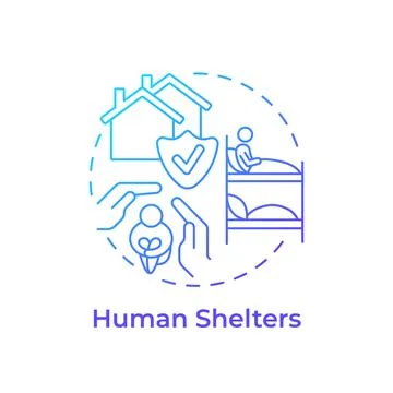 Human shelters blue gradient concept icon Illustrazione stock