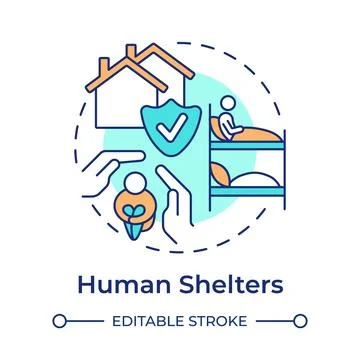 Human shelters multi color concept icon Stock Illustration