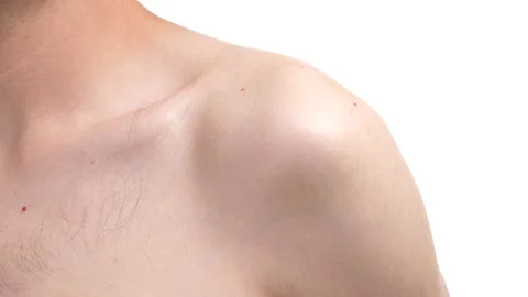 Human Shoulder Closeup White Background Body Part Stock Footage 137142682
