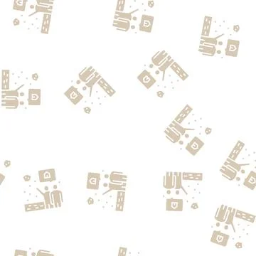 Human showing space house in sky glyph seamless pattern Ilustración de archivo