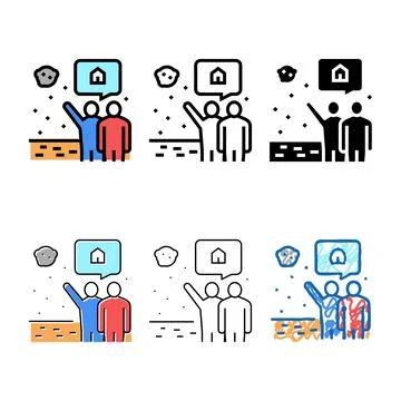 Human showing space house in sky edition color icon vector Ilustración de archivo