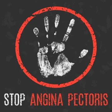 Human sickness. Stop angina pectoris. Vector illustration. Ilustración de archivo