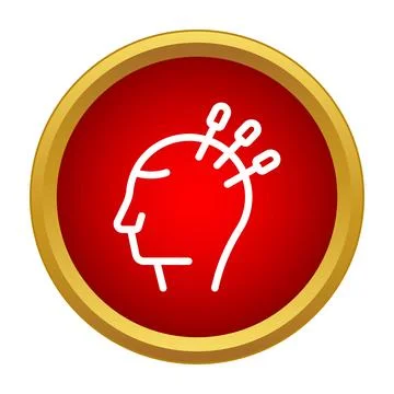 Human side profile with acupuncture needles in head Stock Illustration