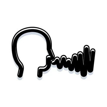 Human side profile emitting sound frequency waves Stock Illustration