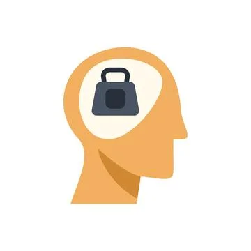 Human side profile head with mental weight inside Stock Illustration