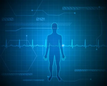 Human silhouette abstract blue technology background Illustrazione stock
