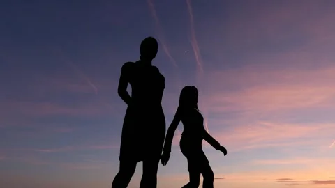Human Silhouette Activity Under Bright Clear Sky Stock Footage 329082816