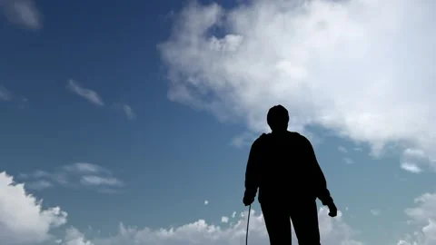 Human Silhouette Activity Under Bright Clear Sky Stock Footage 329082825