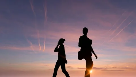 Human Silhouette Activity Under Bright Clear Sky Video stock 329082829