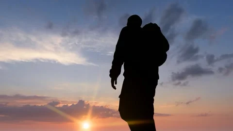 Human Silhouette Activity Under Bright Clear Sky Stock Footage 329082831
