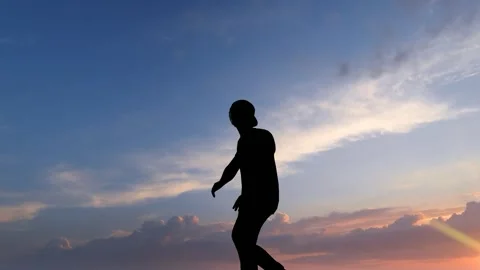Human Silhouette Activity Under Bright Clear Sky Stock Footage 329082844