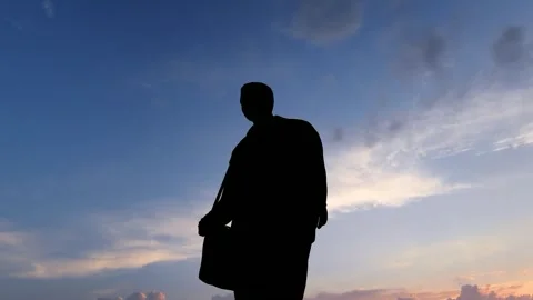 Human Silhouette Activity Under Bright Clear Sky Stock Footage 329082845
