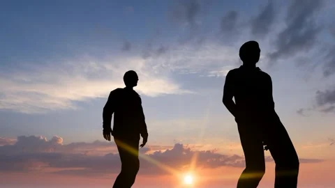 Human Silhouette Activity Under Bright Clear Sky Stock Footage 329082846