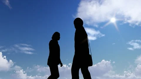 Human Silhouette Activity Under Bright Clear Sky Video stock 329082854