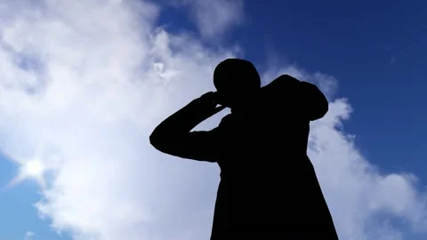 Human Silhouette Activity Under Bright Clear Sky Stock Footage 329082862