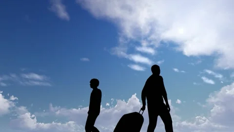 Human Silhouette Activity Under Bright Clear Sky Stock Footage 329082864
