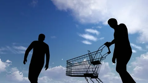 Human Silhouette Activity Under Bright Clear Sky Stock Footage 329082865