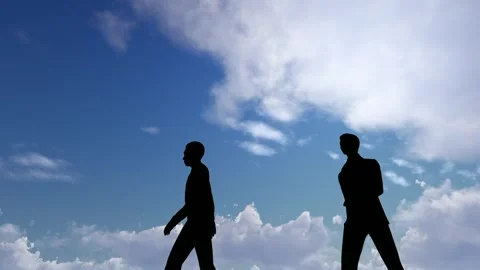 Human Silhouette Activity Under Bright Clear Sky Stock Footage 329082867