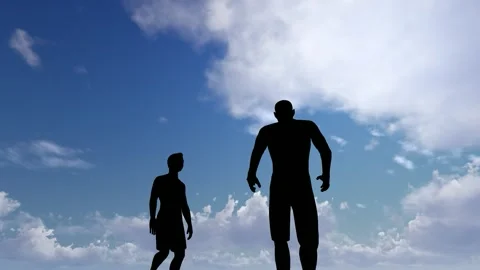 Human Silhouette Activity Under Bright Clear Sky Stock Footage 329082871