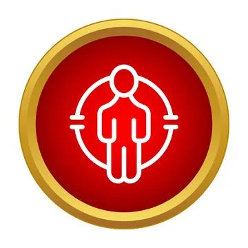 Human silhouette becoming a target in a red and gold emblem Stock Illustration