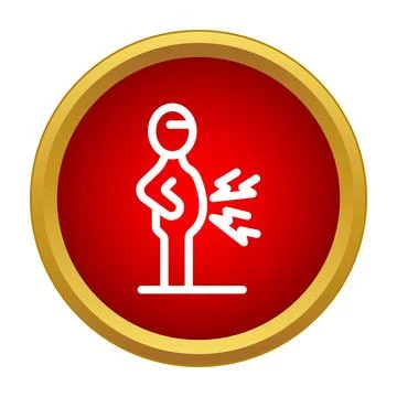 Human silhouette experiencing low back pain medical icon Stock Illustration