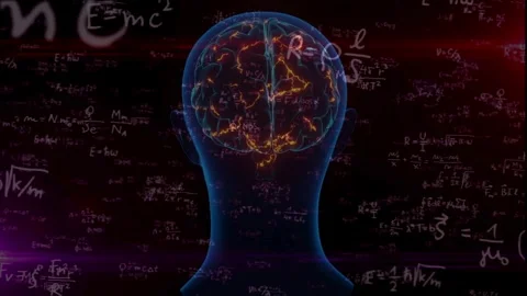 Human Silhouette with Glowing Brain and Physics Formulas 스톡 동영상 337048854