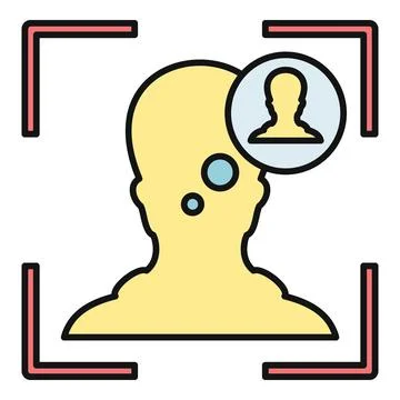 Human silhouette inside a scanning frame with a profile icon Stock Illustration