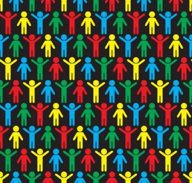 Human silhouettes seamless pattern. Stock Illustration