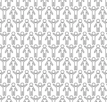 Human silhouettes seamless pattern. Stock Illustration