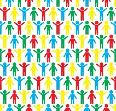 Human silhouettes seamless pattern. Stock Illustration