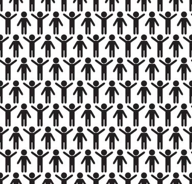 Human silhouettes seamless pattern. Stock Illustration