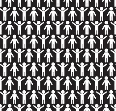 Human silhouettes seamless pattern. Stock Illustration