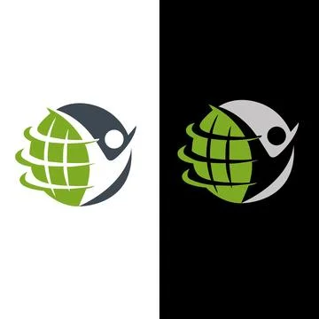 Human with simple globe for nature logo design pro vector Stock Illustration