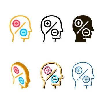 Human simplified head plus minus icon vector outline Illustrazione stock