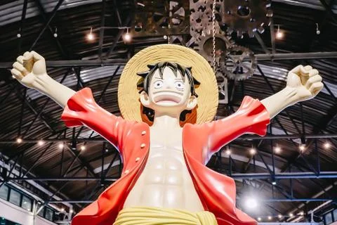 Human Size Model of Monkey D. Luffy from A Japanese Animation One Piece Stock Photos