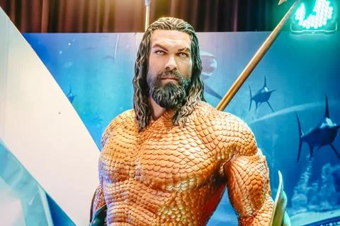 Human Size Statue of A DC Comic Superhero Arthur Curry or Aquaman Foto stock